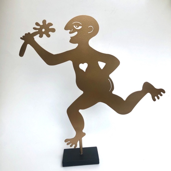 Gold Running Naked Couple Sculptures 12” High - Picture 6 of 8